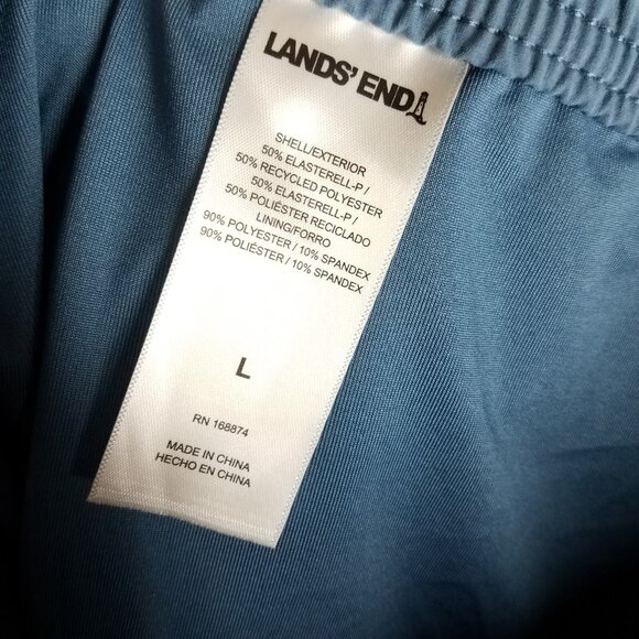 NEW Lands' End Swim Shorts Adult Large Blue UPF 50 Lined Hybrid Beach Summer Men - Picture 14 of 14